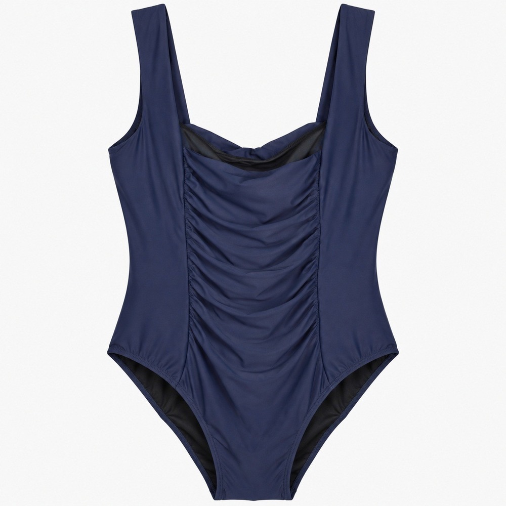 J.Crew Swimsuit Ruched Squareneck One Piece Size 24 Navy NWT BF179 Plus